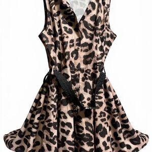 Leopard print dress, large comes with  belt branded new dress.for women.